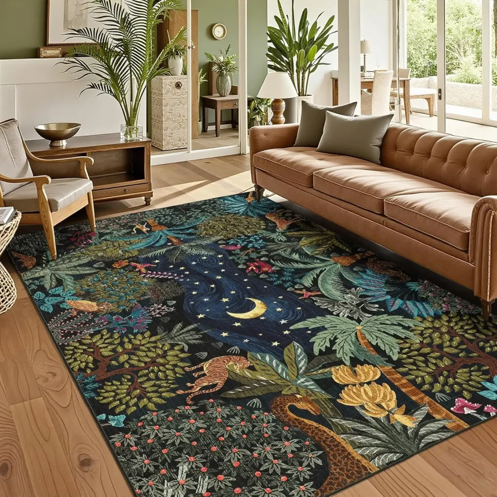 GarveeHome Area Rugs 8x10 for Living Room, Jungle Animal Large Washable Rug