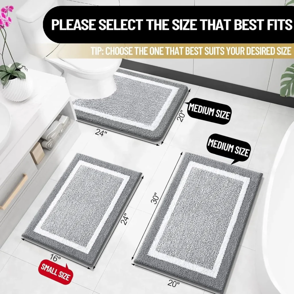 Yimobra Bathroom Rugs Non Slip Washable - Ultra Soft Absorbent Chenille Bath Mat