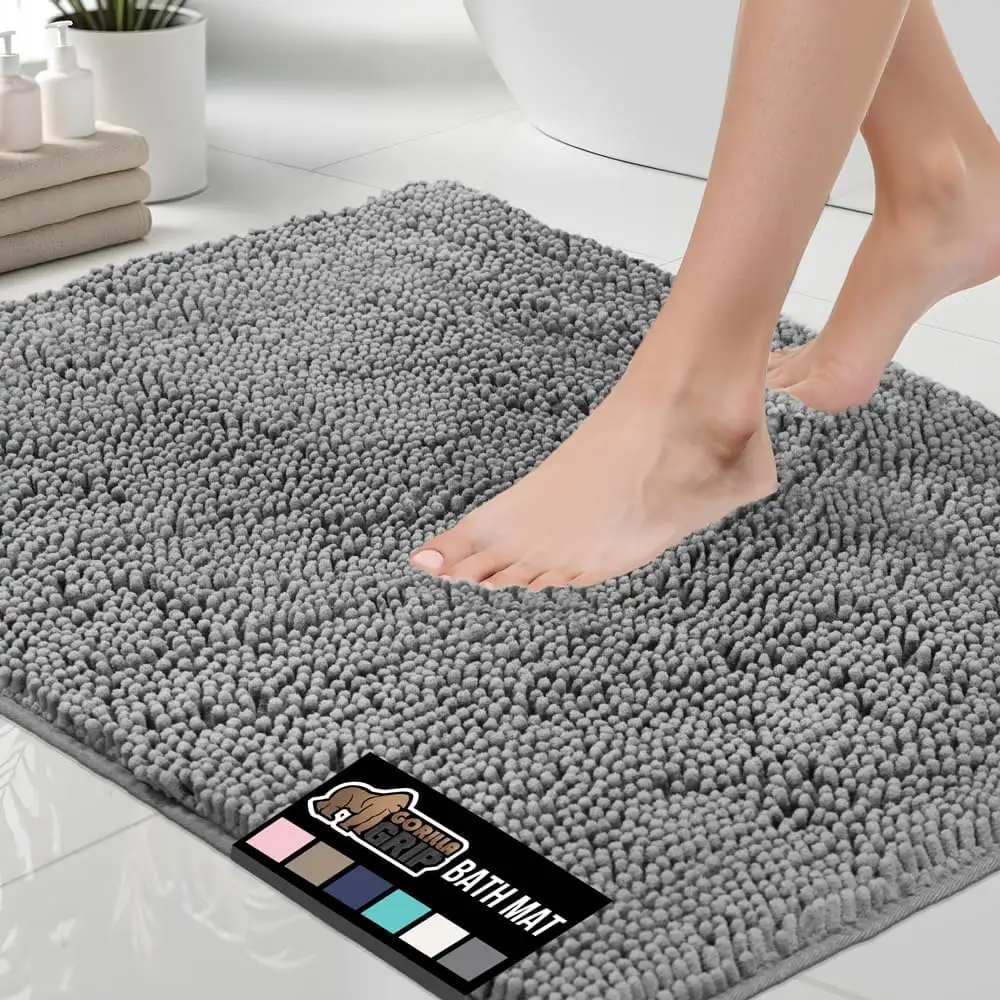 GORILLA GRIP Bath Rug Mat, Thick Soft Absorbent Chenille, Quick Dry Microfiber Mats