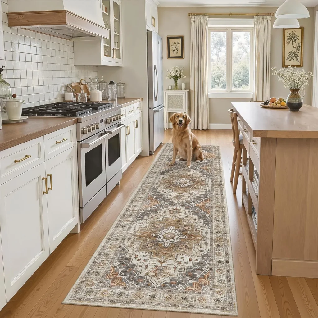 Madane Runner Rug 2x8, Washable Hallway Runner Rugs, Non-Slip Low-Pile Soft Kitchen Rug