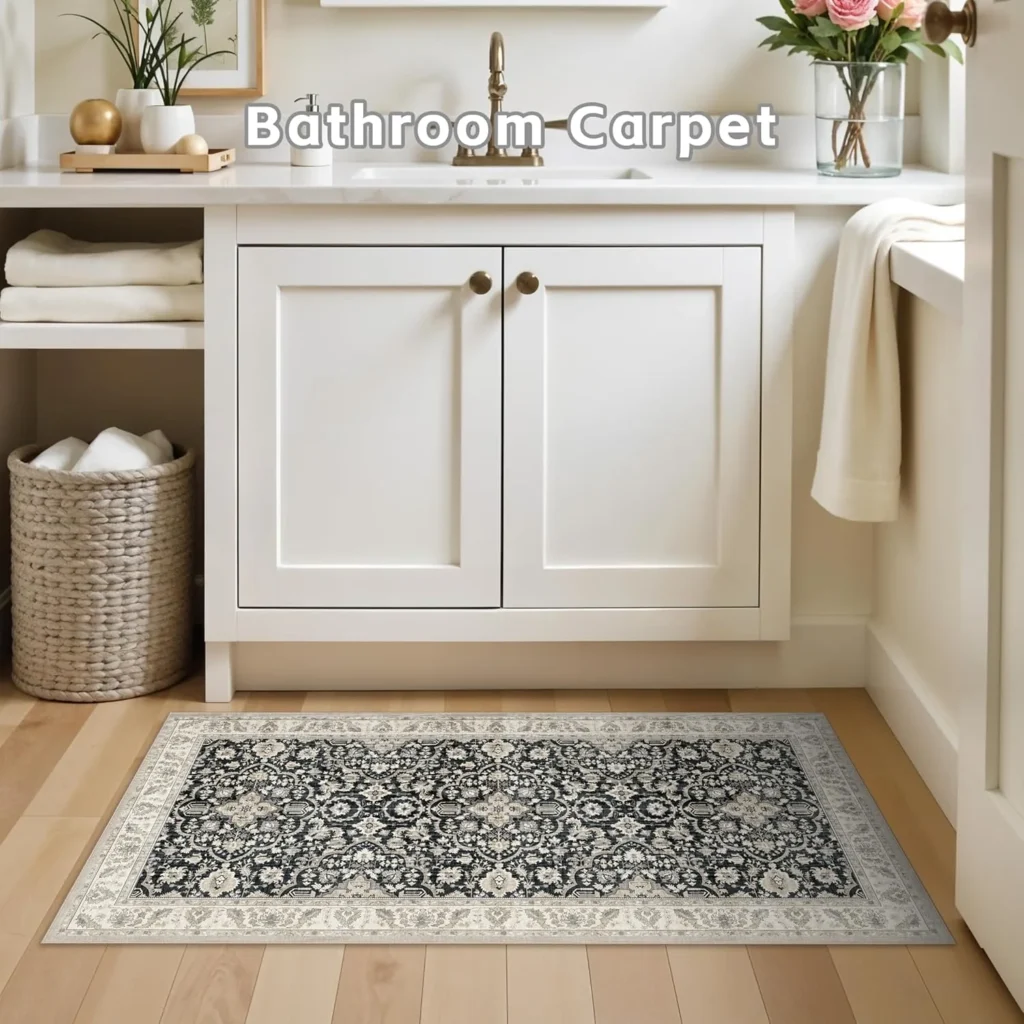 Small Washable Runner Rugs for Entryway: Kitchen Mats Vintage Throw Carpet 2x4 Black Beige