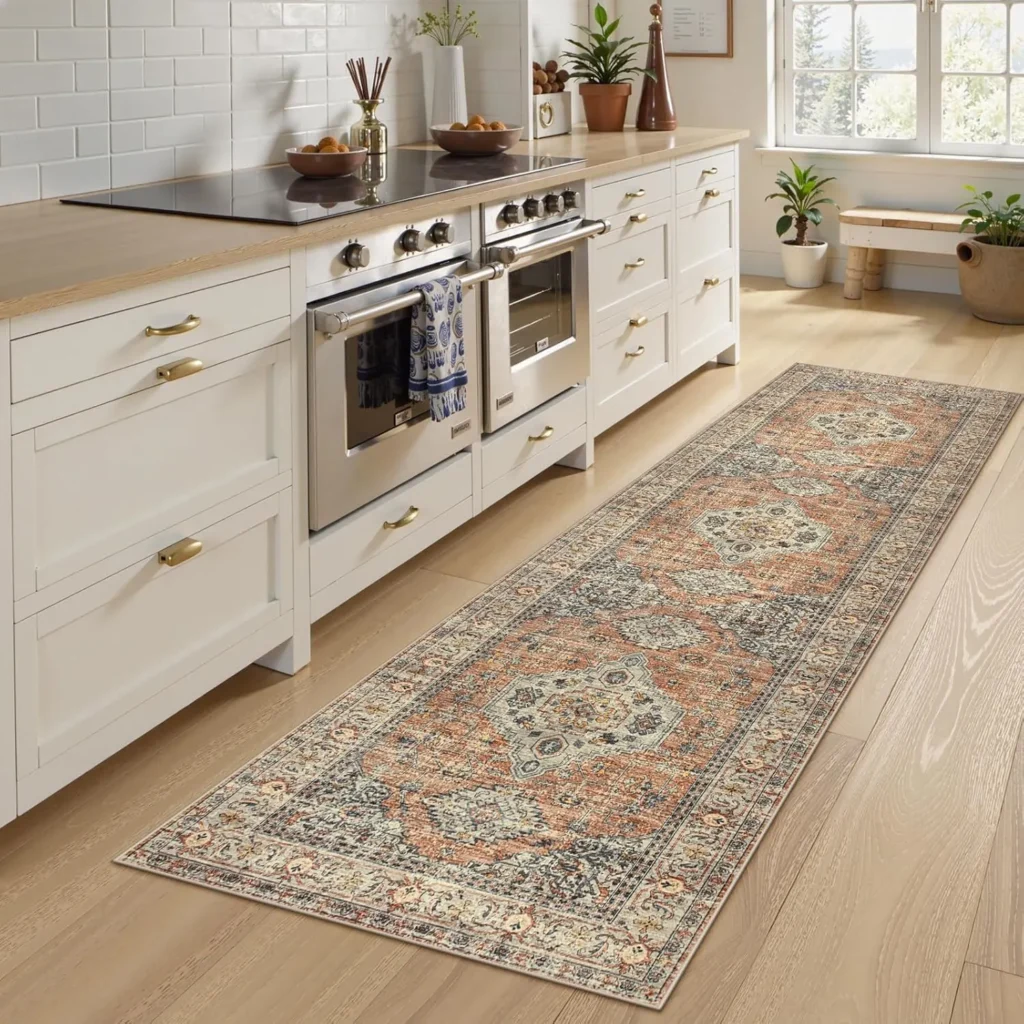 Lahome Oriental Washable Kitchen Runner Rug Non Slip, 2x8 Runners for Hallways with Rubber Backing