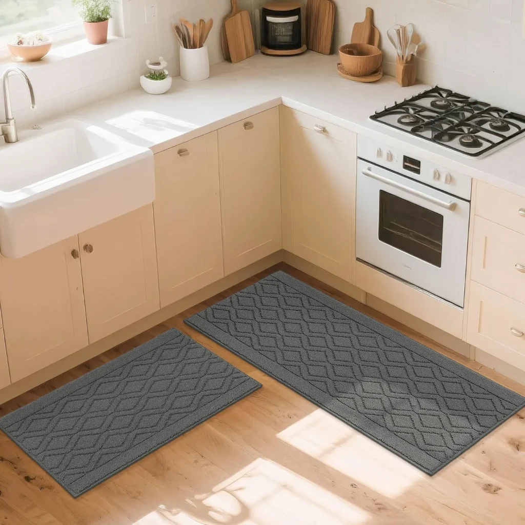 COSY HOMEER 48x20 Inch/30X20 Inch Kitchen Rug Mats Made of 100% Polypropylene 2 Pieces Soft Kitchen Mat