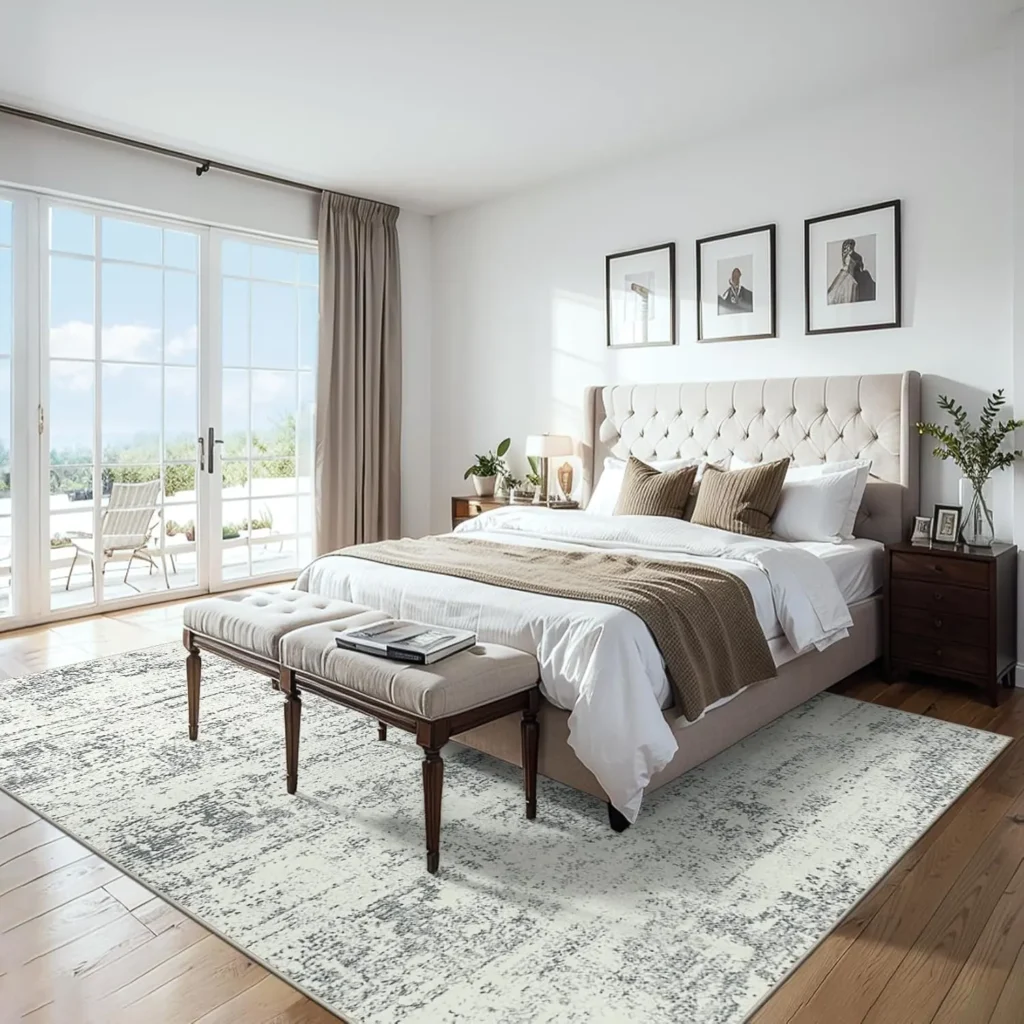 6x9 Area Rugs for Living Room - Washable Rug Modern Abstract Soft Large Neutral Non-Slip Carpet Indoor Floor Stain Resistant Thin Carpets