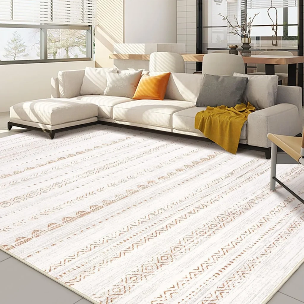 Nakagishi Area Rug Living Room Rugs: 5x7 Washable Boho Large Neutral Farmhouse Soft