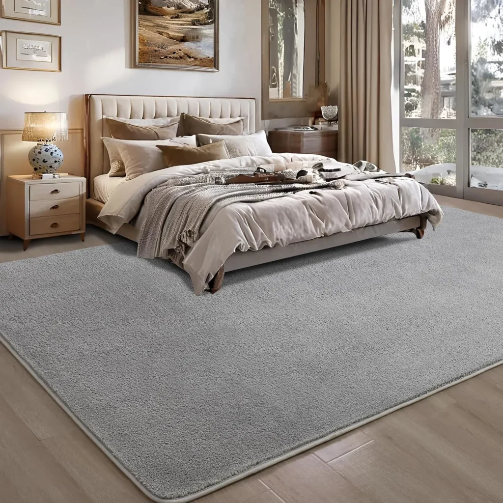 Foxmas 4x6 Area Rugs for Bedroom Living Room, Grey Soft Thickened Memory Foam Carpet, Non-Slip Washable Indoor