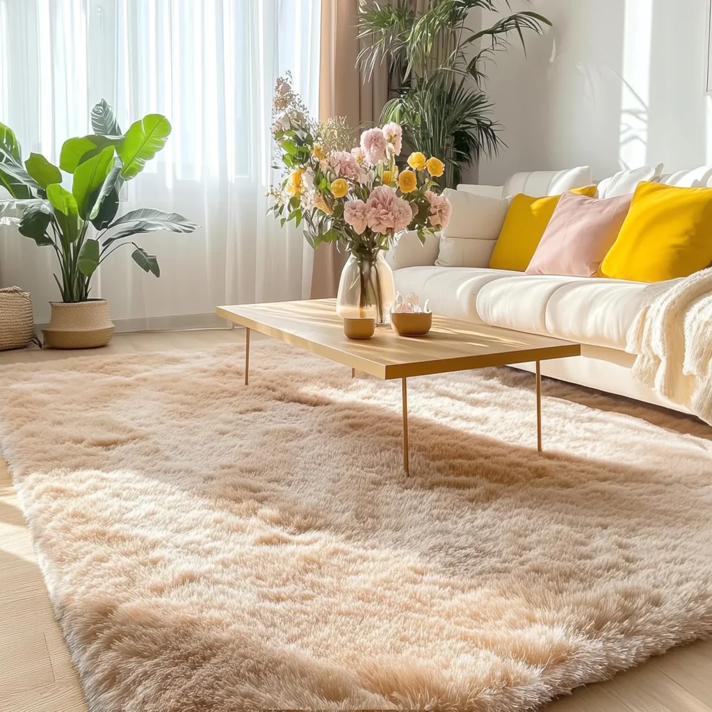OLANLY Area Rugs for Living Room Bedroom, Machine Washable 4x5.9 ft Soft Fluffy Shaggy Bedside Rug