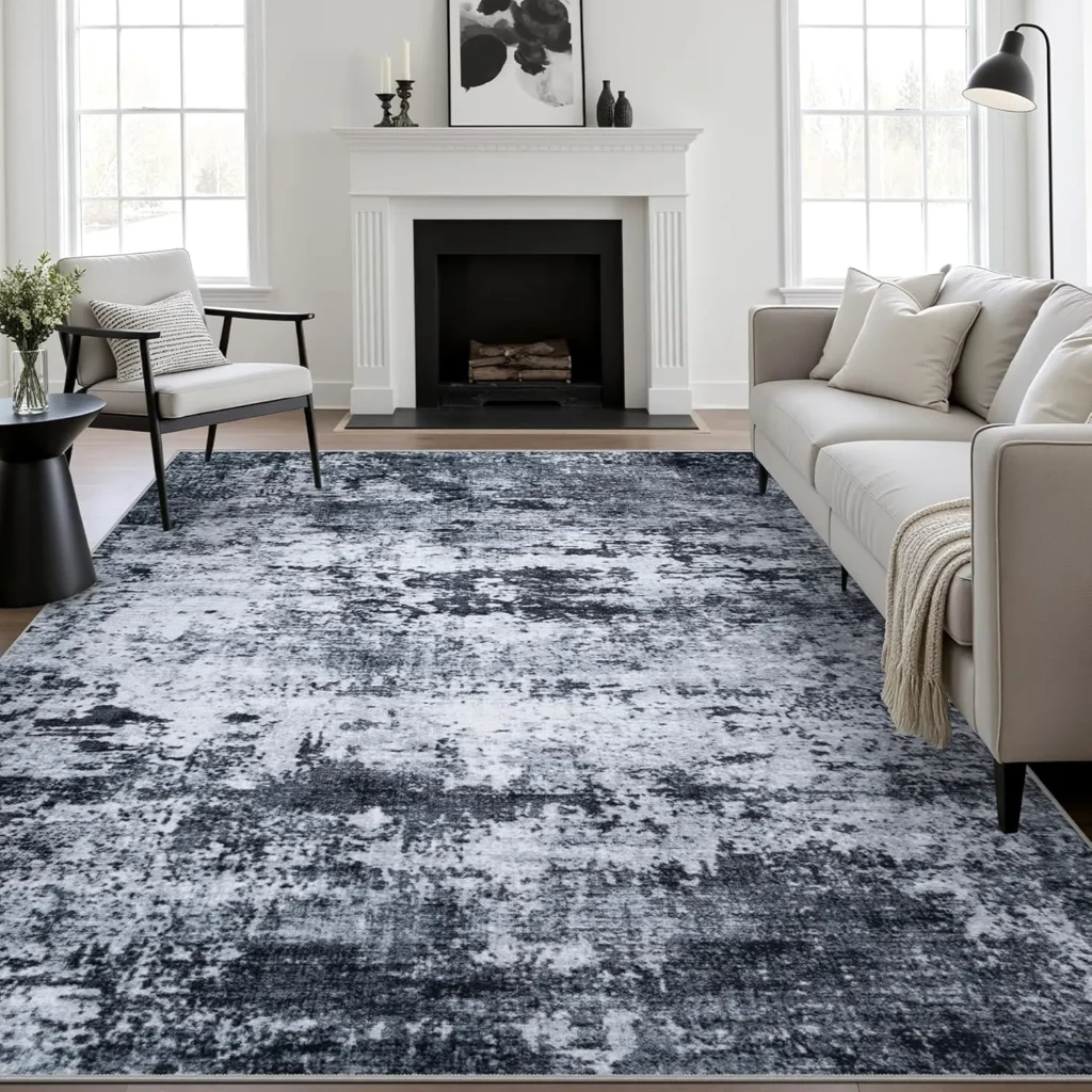 5x7 Area Rug Living Room Rug: Washable Modern Abstract Soft Thin Rug Indoor Floor