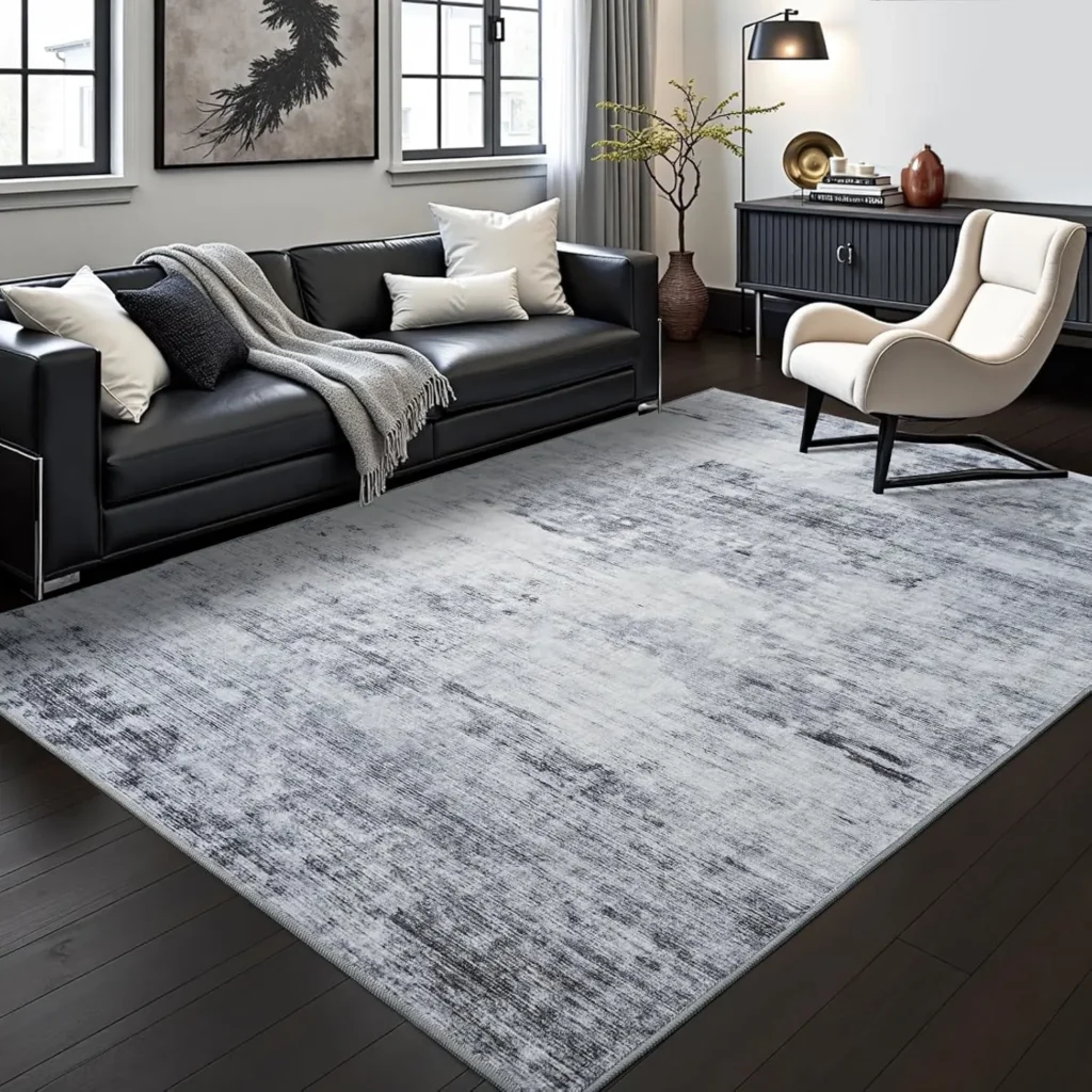 Toneed Abstract Area Rug Modern Washable Rug Soft Non Slip Rug Low Pile for Bedroom Living Room