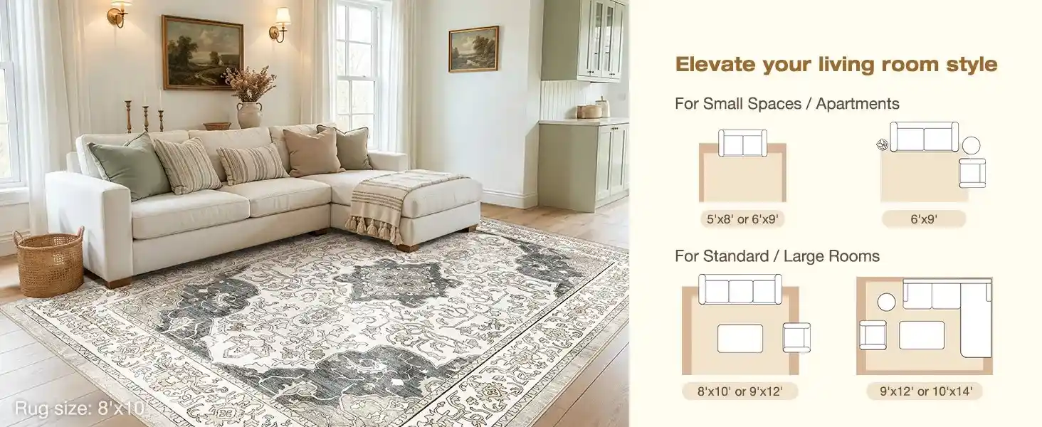 living room rug size guide for small and large spaces